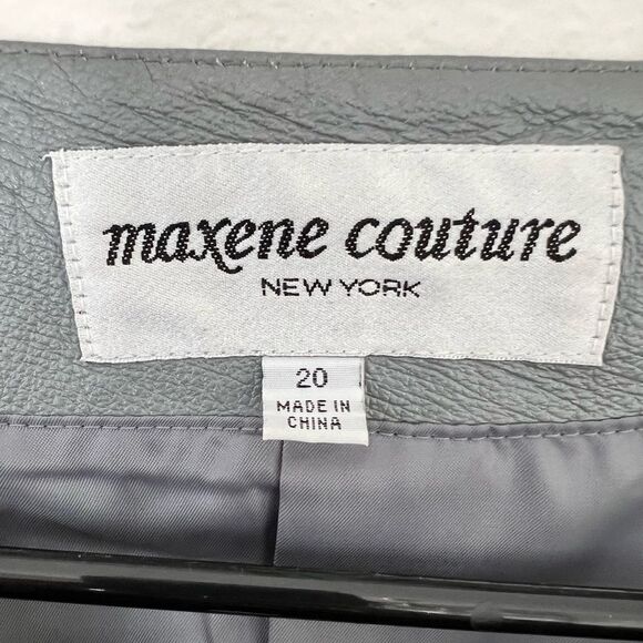 Maxene Couture New York Women’s Genuine Leather Silver Grey Jacket Size 20 NWT - Picture 6 of 12